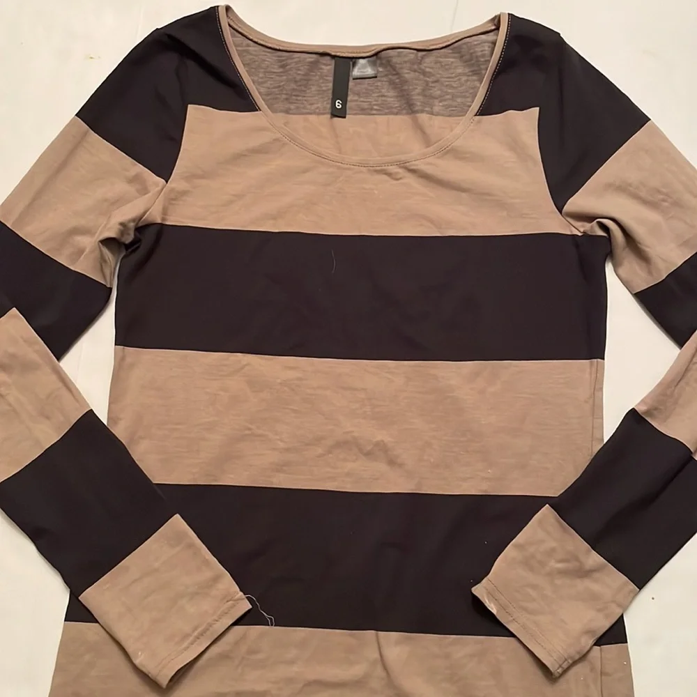 DIVIDED (by H&M) stripes dress or tunic, size 6. Colors tan and black. Stretchy - Picture 12 of 15